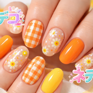 春の訪れを指先に！キュートなフラワーチェックネイル
