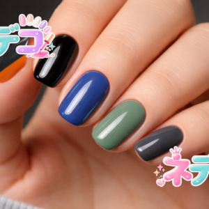 クールでカジュアル！ブラック＆ブルーネイルで指先にスタイルを