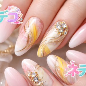 ピンクとイエローで彩る！ゴージャスでキュートな春のネイルデザイン