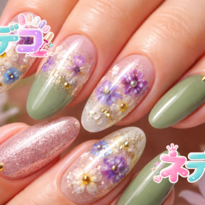 春の華やかさを指先に！キュートなグリーン＆ピンクネイル
